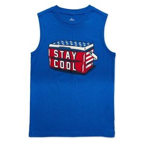 “Stay Cool” Boys Patriotic Graphic Muscle Tank NWT